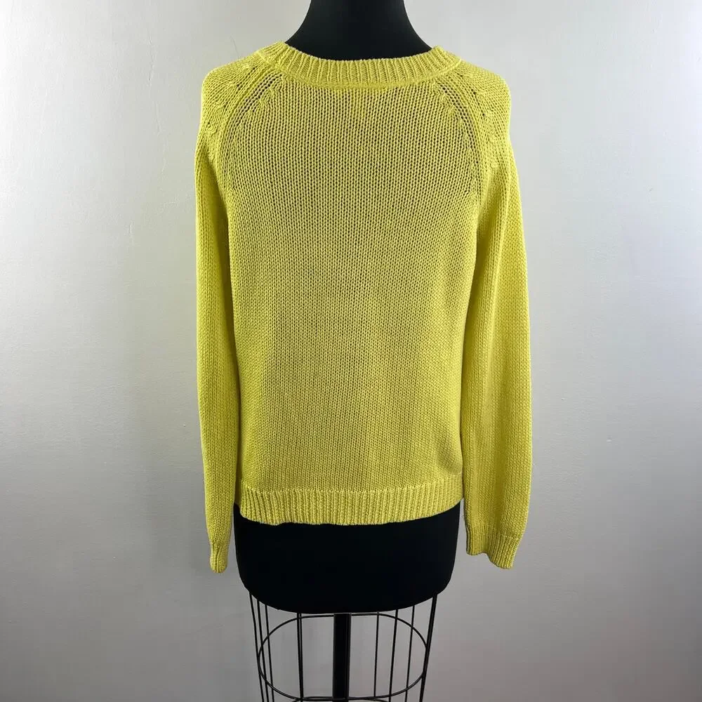 BANANA REPUBLIC MILLY COLLECTION Lemon Lime Cotton Drop Shoulder Sweater Size S